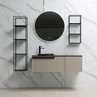 Custom new design basin bathroom vanity cabinet, space saving bathroom vanity with LED mirror