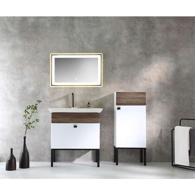 Modern Led Bathroom Vanity Gray Plywood Mdf Mirror Cabinet With Light