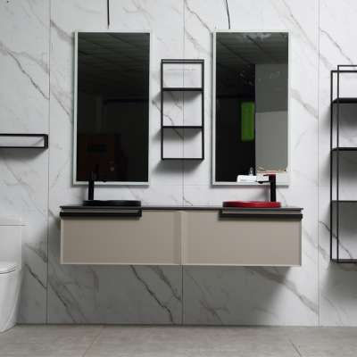 American black solid wood upper bathroom mirror cabinet free standing bathroom vanity for wholesale