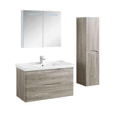 Melamine Board Aluminum Frame Standing Wood Bathroom Vanity With Mirror