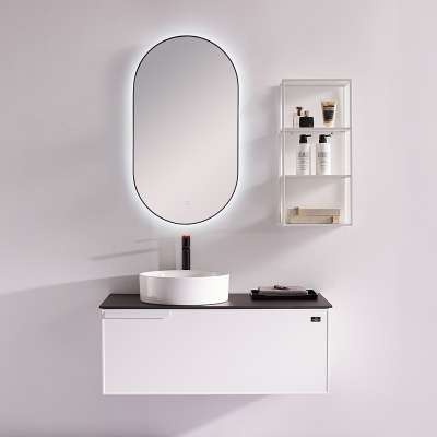 Modern High Gloss Acrylic Basin Board Wall-mounted Waterproof PVC Bathroom Storage Vanity Cabinet