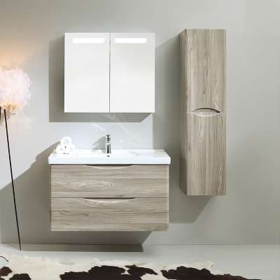 Ready Made Teak High Gloss Bathroom Mirror Sink Cabinet With Mounting Above Basin