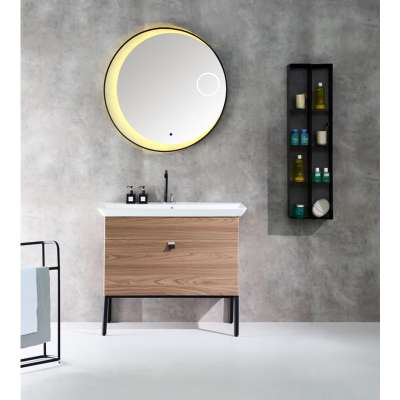 Melamine Cheap Bathroom Vanity Cabinets Single Vessel Light Grain