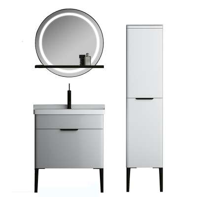 European style luxury bathroom mirror cabinet modern hotel pvc bathroom vanity cabinet with sink