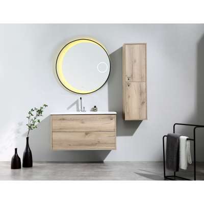 Solid Wood Bathroom Cabinet Vanity With Open Bottom Shelf