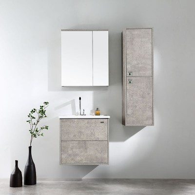 Simple Design Ceramic Basin Wall-mounted Waterproof PVC bathroom Vanity Cabinet Furniture with shelf