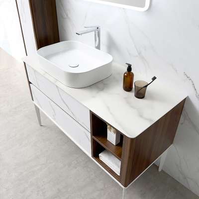 Luxury Classic Unique Design HIgh Gloss PVC waterproof Small Corner Bathroom Vanity Cabinet