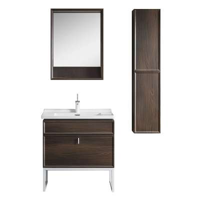 European style custom luxury bathroom vanity double sink  waterproof classic pvc bathroom mirror cabinet